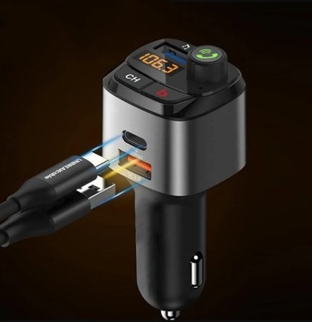 TRANSMITER SAMOCHODOWY BLUETOOTH FM MP3 SZYBKA ŁADOWARKA 3 x USB QC 3.0