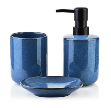 KPL. ŁAZIENKOWY CERAMICZNY mydelniczka niebieski 6638