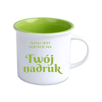 Kubek ceramiczny retro 250ml, z dowolnym nadrukiem, zielone wnętrze