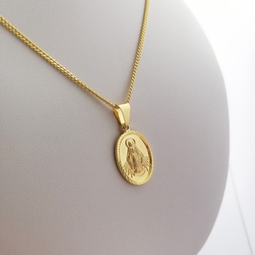 ЗОЛОТАЯ ЦЕПОЧКА ЧУДО-МЕДАЛЬ МАТЕРЬ ЧУДА + ГРАВИРОВКА КРЕЩЕНИЕ ПРИЧАСТИЕ