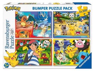 Puzzle 4x100 elementów Pokemon zestaw
