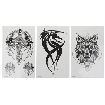 3D наклейка на руку, ногу, боди-арт, черный дракон, одноразовую, съемную, wo