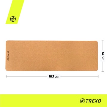 Коврик для йоги TREXO Cork TPE 6 мм черный