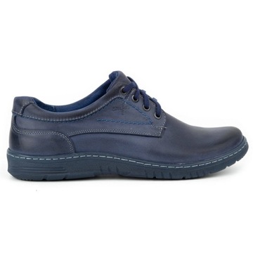 Buty męskie skóra sznurowane 921K granatowe 43