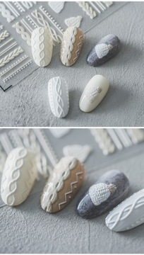 РОЖДЕСТВЕНСКИЕ НАКЛЕЙКИ 5D НОГТИ ВЯЗАННЫЙ СВИТЕР МОДНЫЕ УЗОРЫ коса Т333