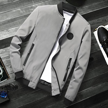 Куртка мужская с воротником-стойкой для отдыха, однотонная, простая, модная