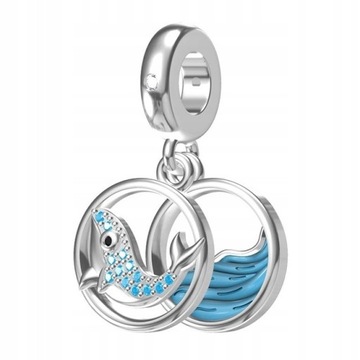 Charms Srebro 925 Zawieszka Wieloryb Morze