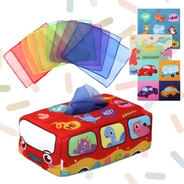 ПЛЮШЕВАЯ КОРОБКА-СОРТЕР С САЛФЕТКАМИ СЕНСОРНЫЕ ИГРУШКИ ОБУЧЕНИЕ МОНТЕССОРИ