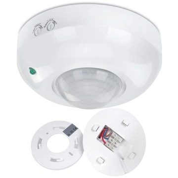 CZUJNIK RUCHU NATYNKOWY DO LED SUFITOWY 360° SENSOR CZUJKA PIR BIAŁY