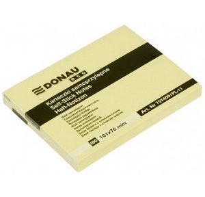 Karteczki samoprzylepne Eco 127x76 mm żółte DONAU