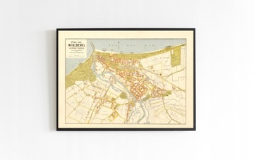 Stary Plan von Kolberg Kołobrzeg 1906r. 70x50cm