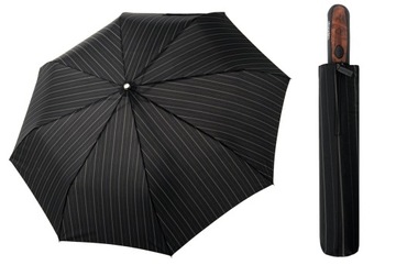 Automatyczna elegancka parasolka XL Doppler 125cm CZARNA w szare paseczki