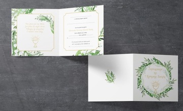 ZAPROSZENIA na KOMUNIĘ z kopertą Perłowe 10 SZTUK