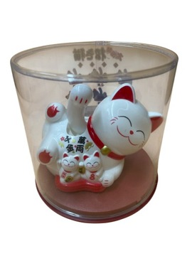 SOLARNY Japoński Kot Maneki-Neko Chiński Szczęścia 11cmx8cm Biały