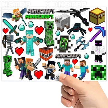 МОЮЩИЕСЯ ВРЕМЕННЫЕ ТАТУ ДЛЯ ДЕТЕЙ ДЕТСКИЕ ОРИГИНАЛЬНЫЕ УЗОРЫ MINECRAFT