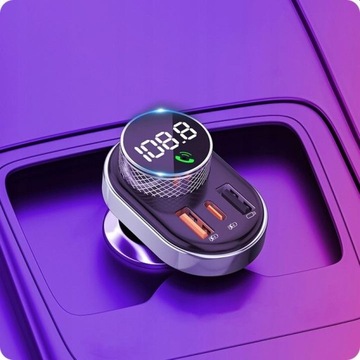 Автомобильный FM-передатчик, зарядное устройство QC, кабель 3 в 1