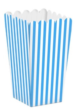 PUDEŁKA NA POPCORN NIEBIESKIE W PASKI 3szt.