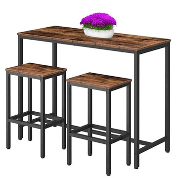 ZESTAW BAROWY STÓŁ KUCHENNY 2 KRZESŁA TYPU HOKER MODERN INDUSTRIALNY LOFT
