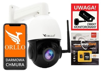 Kamera IP ORLLO Z10 obrót 360° WIFI 4MP 18xZOOM tryb noc+KARTA 64 +zasilacz