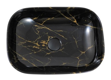 НАСТОЛЬНАЯ РАКОВИНА ЧЕРНОЕ ЗОЛОТО ИЗ МРАМОРА, НАСТАВЛЕННАЯ НА СТОЛЕШНИЦУ 44,5x32,5x13,5 ALIA