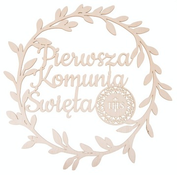 Koło IHS wianek dekoracje KOMUNIA obręcz napis!!