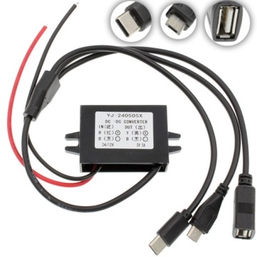 Przetwornica Ładowarka Samochodowa Micro USB Step Down 5V 5A 12V 24V Typ C