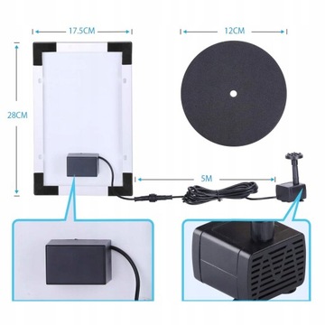 МОЩНЫЙ СОЛНЕЧНЫЙ САДОВЫЙ ФОНТАН НАСОС 400л/ч 5Вт