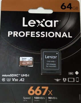 Karta microSD Lexar Professional 667x 64 GB