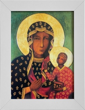 OBRAZ 29x22 MATKA BOSKA CZĘSTOCHOWSKA BIAŁA RAMA PUDEŁKO