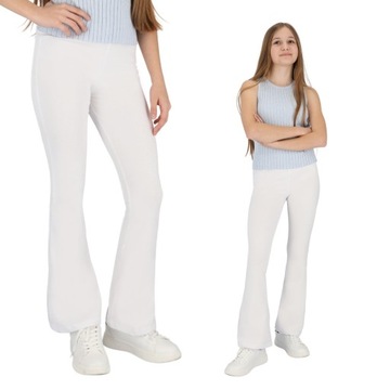 DZIECIĘCE DZWONY LEGGINSY BAWEŁNIANE BIAŁY 134