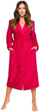 ХАЛАТ ЖЕНСКИЙ ДЛИННЫЙ ТЕПЛЫЙ ПУХОВЫЙ, РОЗОВЫЙ L