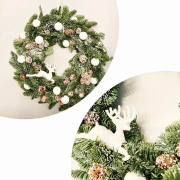 Wianek bożonarodzeniowy na drzwi stroik ŻYWY jodła