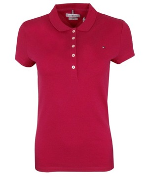 TOMMY HILFIGER polo damskie, różowe, Slim, M