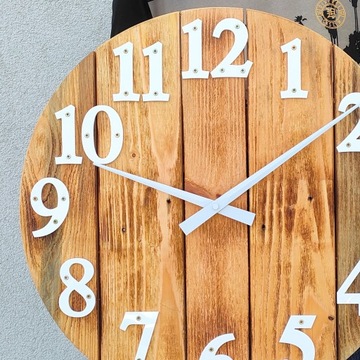 Большие деревянные настенные часы PATRON, WHITE, LOFT, ULTRA SILENT 49 CM