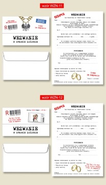 Zaproszenia Ślubne ZAWIADOMIENIA WEZWANIE na Ślub