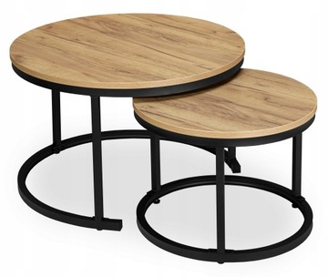 STOLIK KAWOWY 2w1 ZESTAW STOLIKÓW LOFT CRAFT 70 x 70 x 47cm dąb craft