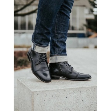 Сапоги челси МУЖСКИЕ ЗИМНИЕ КОЖАНЫЕ 287D ЧЕРНЫЕ 45