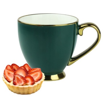 Kubek z uchem porcelanowy MIRACLE zielony złoty 450 ml na kawę na herbatę