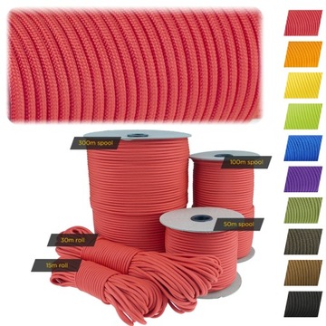 Linka EDCX 4 mm Paracord 550 - (Raspberry, 15 m)