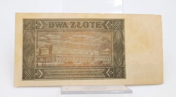 Старая коллекционная банкнота Польша 2 злотых 1948 года.
