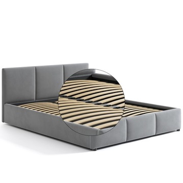 Кровать с мягкой обивкой 160х200 с контейнером для постельного белья HLR-22, серый Nela