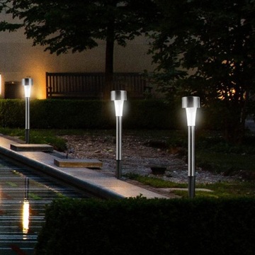 12x СВЕТОДИОДНАЯ СОЛНЕЧНАЯ САДОВАЯ ЛАМПА INOX, ВБОРНАЯ, СТОЙКА, ШИП