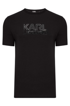 KARL LAGERFELD T-SHIRT KOSZULKA MĘSKA LOGO CZARNA rozmiar L