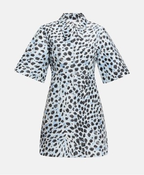 GANNI sukienka 38 M JACQUARD BLUE LEOPARD DRESS