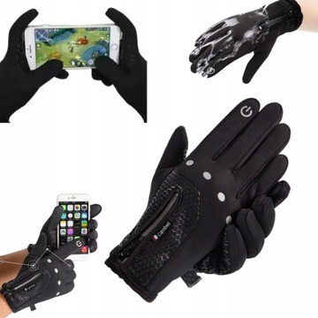 RĘKAWICZKI DOTYKOWE ZIMOWE WODOODPORNE ROWEROWE RĘKAWICE BIEGANIA SPORTOWE