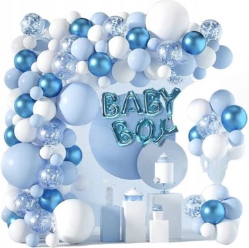 GIRLANDA BALONOWA CHRZEST URODZINY WESELE BALONY LATEKSOWE KONFETTI 130 EL