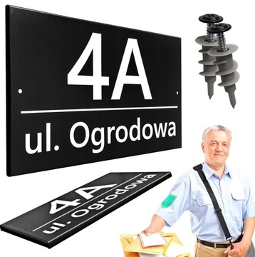 TABLICA TABLICZKA ADRESOWA CZARNA NR DOMU DRUK UV