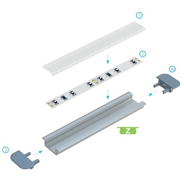 Алюминиевый профиль для светодиодной ленты Z 2M белый