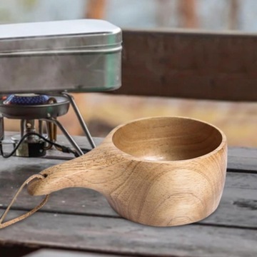 Ręcznie robiony kubek Kuksa w stylu nordyckim o wymiarach 18x6x10,5 cm