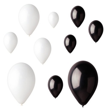 balony gemar urodzinowe czarne i białe x10 szt
